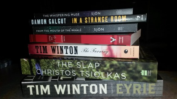 The stash of books I bought at the event, not including the titles I purchased or read in advance. Volunteering in the bookstore can be expensive!