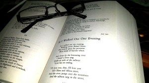 Cliche shot of a favourite poem, WH Auden's "As I Walked Out One Evening" 